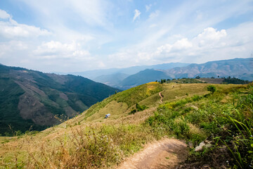 Fototapeta na wymiar View of the nature trail on the mountain in Thailand