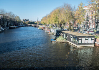 kanały wodne w Amsterdamie - obrazy, fototapety, plakaty