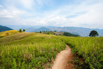 Fototapeta na wymiar View of the nature trail on the mountain in Thailand
