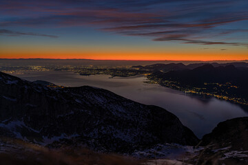 Naklejka na ściany i meble sunset over the lake of Garda, from Monte Baldo