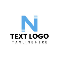 letter n logotype design sky blue color element