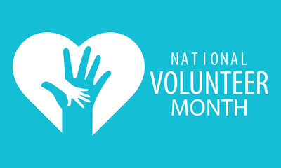 Obraz premium National volunteer month concept. Minimalistic horizontal template for posters, web banners, infographics template design.