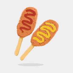 Hand drawn fast food corn dog illustration