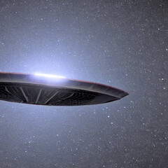 Obraz premium レプティリアンが乗るシャ－プなUFO