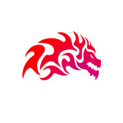 fire tribal design in the shape of a dragon's head