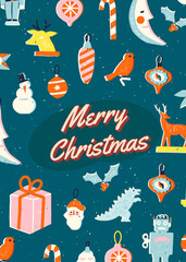 merry christmas lettering with decorative background
