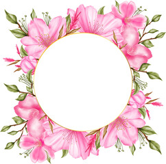 Watercolor sakura cherry blossom flower bouquet wreath decoration