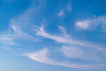 Daytime sky of wispy cirrus clouds