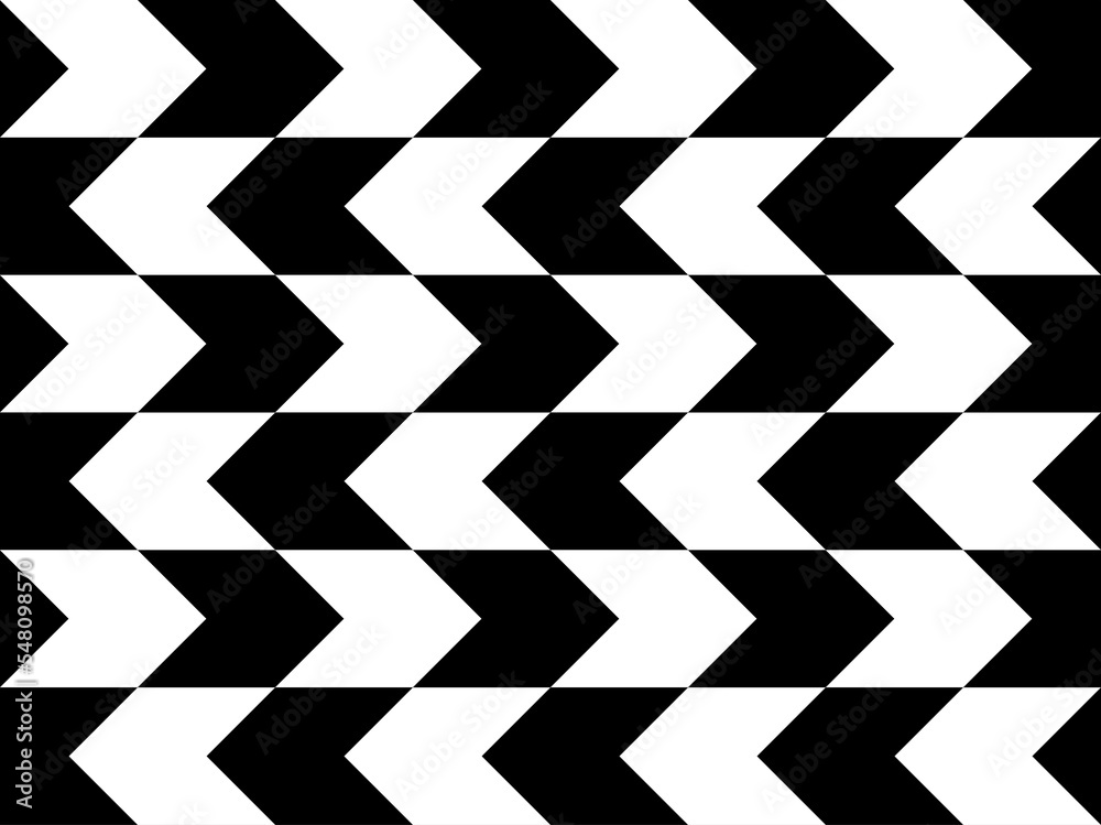 Wall mural Simple repeating black checked chevron pattern, PNG transparent background