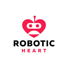 Robotic Love Heart Logo Icon Vector Illustration