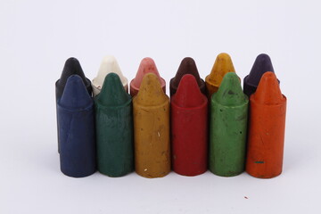 Colorful big chunky child's used crayons