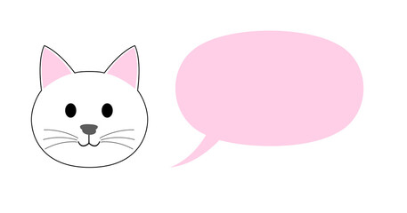 A white cat  with a speech balloon