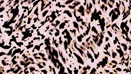 Elegant leopard print background design with animal skin texture and gold stains.