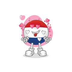 Netherlands fallin love vector. cartoon character