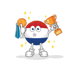 Netherlands winner with trophie. cartoon character