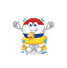 Netherlands with duck buoy cartoon. cartoon mascot vector