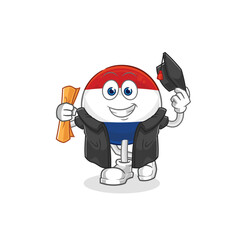 Netherlands graduation vector. cartoon character