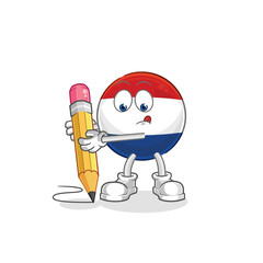 Netherlands write with pencil. cartoon mascot vector