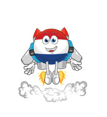 Netherlands with jetpack mascot. cartoon vector