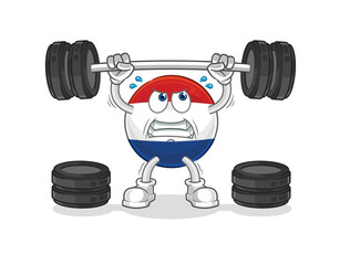 Netherlands lifting the barbell character. cartoon mascot vector