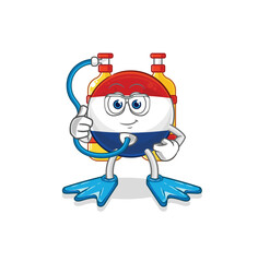 Netherlands diver cartoon. cartoon mascot vector