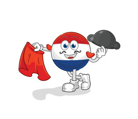 Netherlands matador with red cloth illustration. character vector