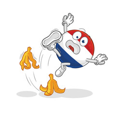 Netherlands slipped on banana. cartoon mascot vector
