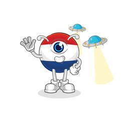 Netherlands alien cartoon mascot vector