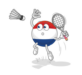 Netherlands smash at badminton cartoon. cartoon mascot vector