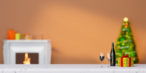 Abstract Christmas festival. Background Christmas wallpaper. 3d Render rendering