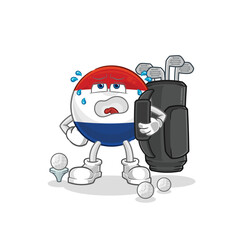 Netherlands with golf equipment. cartoon mascot vector