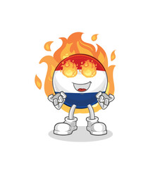 Netherlands on fire mascot. cartoon vector