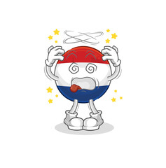 Netherlands dizzy head mascot. cartoon vector