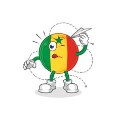 senegal with paper plane character. cartoon mascot vector
