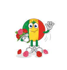 senegal with bouquet mascot. cartoon vector