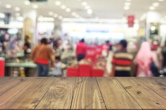 Boards Wood With Unfocused Background Shopping People