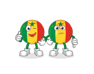 senegal thumbs up and thumbs down. cartoon mascot vector