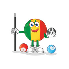 senegal plays billiard character. cartoon mascot vector