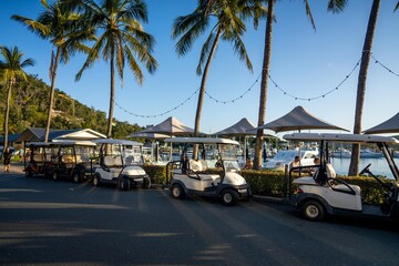 tourists walking at hamilton island in queensland Australia, during summer at the great barrier reef