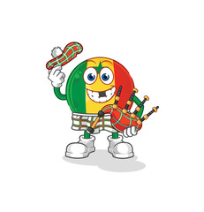 senegal scottish with bagpipes vector. cartoon character