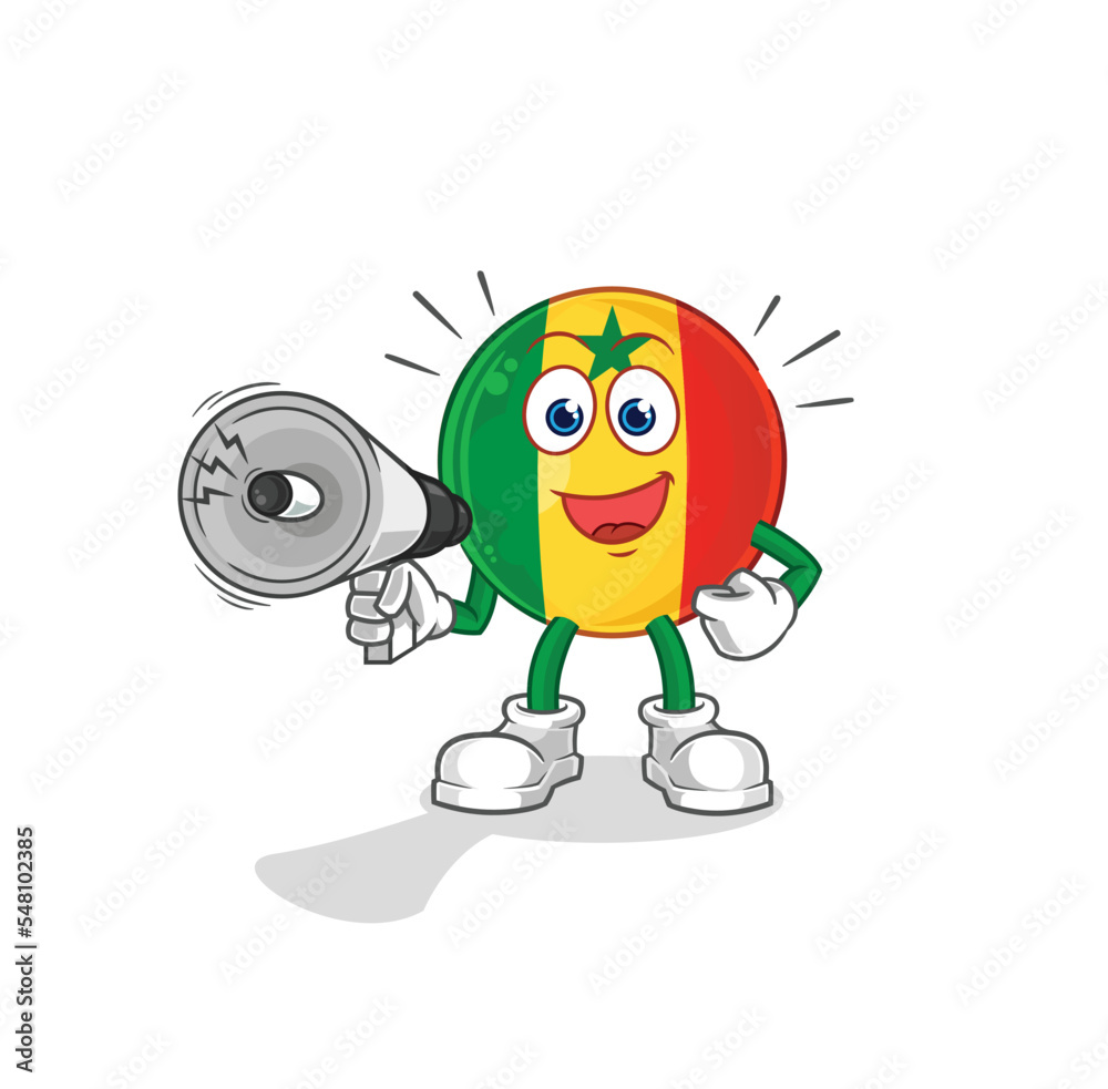 Wall mural senegal holding hand loudspeakers vector. cartoon character