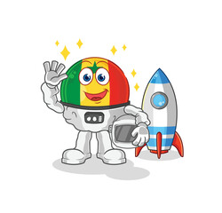 senegal astronaut waving character. cartoon mascot vector