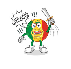 senegal knights attack with sword. cartoon mascot vector