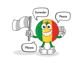 senegal hold surrender flag mascot. cartoon vector