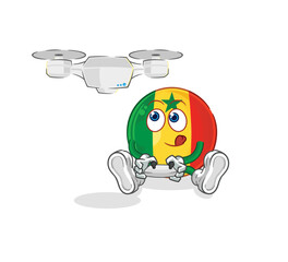senegal with drone character. cartoon mascot vector