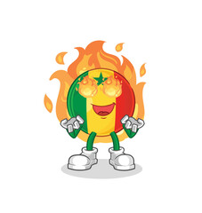 senegal on fire mascot. cartoon vector
