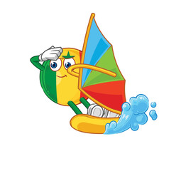 senegal windsurfing character. mascot vector