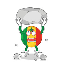 senegal lifting rock cartoon character vector