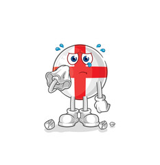 england cry with a tissue. cartoon mascot vector