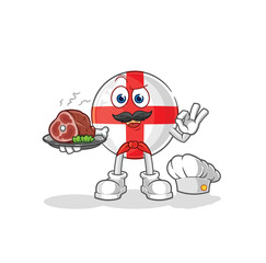 england chef with meat mascot. cartoon vector